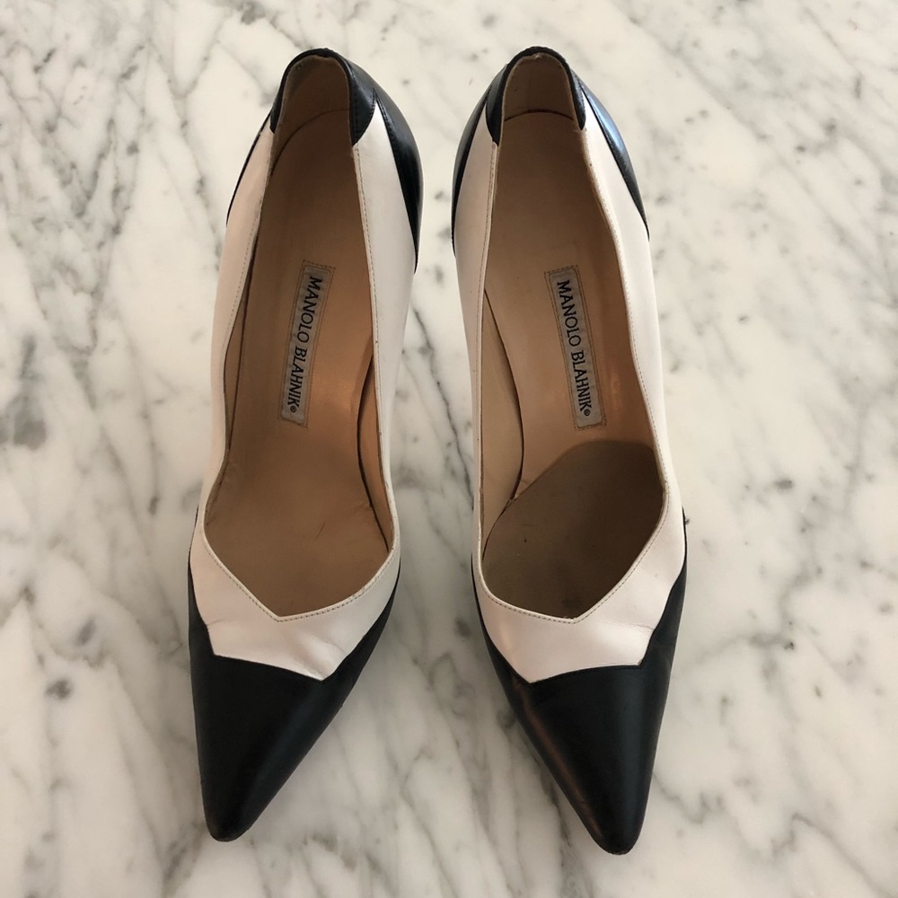 Manolo Blahnik Black and White Heels size 39